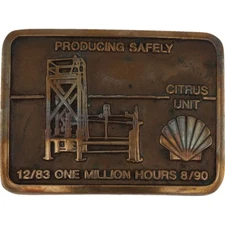 Brass Shell Citrus Unit Oil Refinery Oilfield Gas Station Vintage Belt Buckle