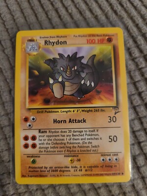 first edition rhydon pokemon card Vintage Fighting Rarity 1st Edition Rhydon 45/64 -