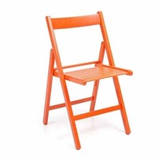 Set 4 Chaises Refermables en Bois Couleur Orange Chaise Piscine Jardin Pub