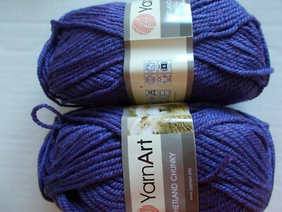 YarnArt Shetland Chunky wool blend yarn, Purple, lot of 2, (164 yds each)
