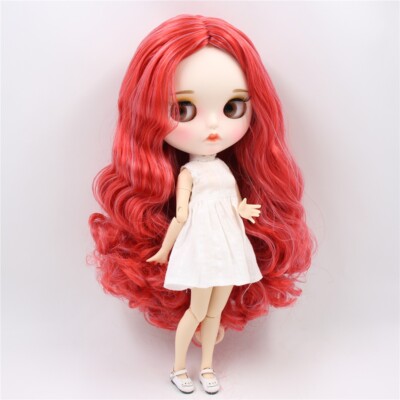 12'' Factory blythe doll 1/6 bjd toy matte face custom doll Long Red mix hair