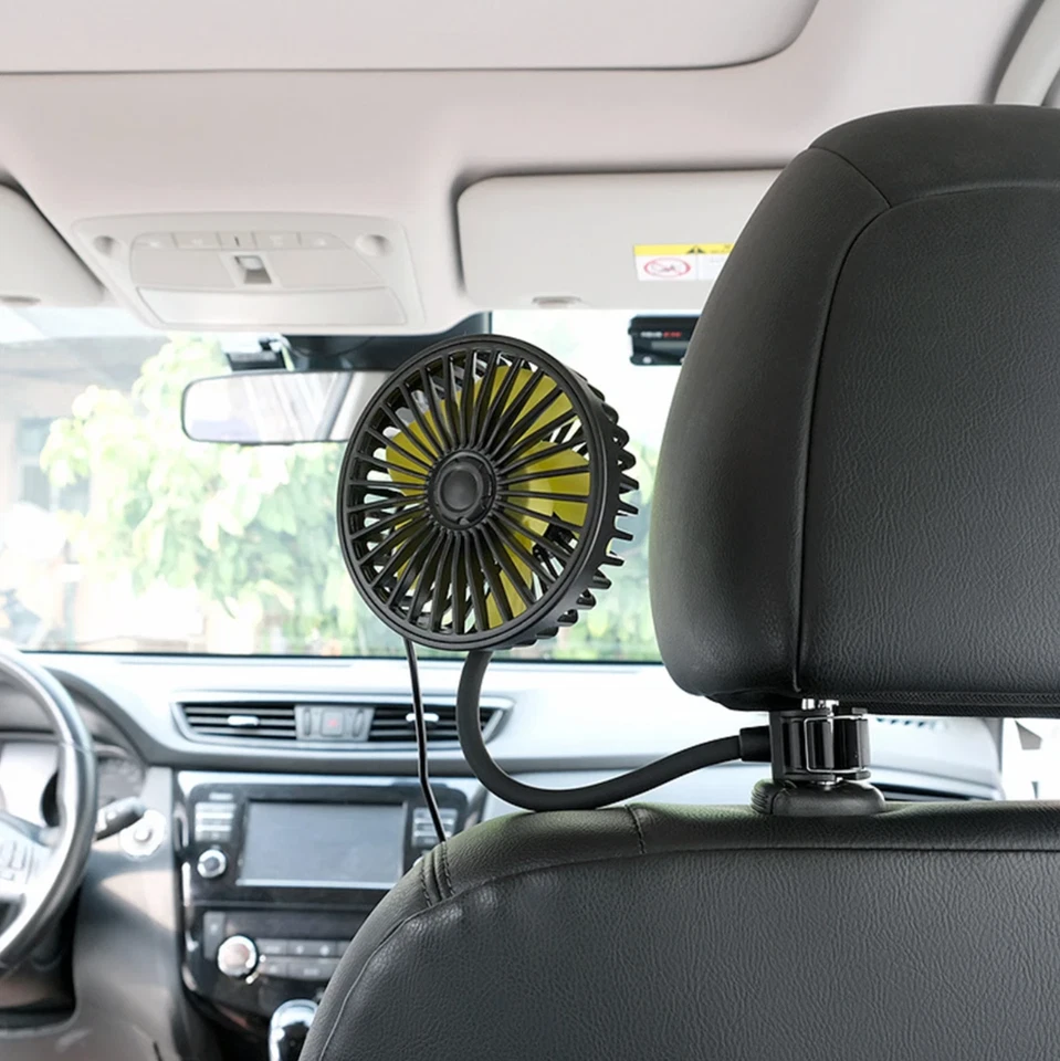 Ventilador de refrigeración por aire de coche de verano asiento trasero ventilador aspas enfriador USB ajuste de 3 velocidades Foto 4 de 4