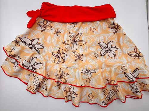 Moana Swim Cover Up Girls S Orange Tan White Wrap Skirt UPF 50+ Ocean Hawaii - Picture 5 of 11