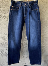 Vtg 2000s Levi's 501 Jeans Button Fly Mens Actual 30x33 Dark Blue Denim Wash Y2K