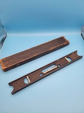 Vintage 18" Stanley Cast Iron Machinist Level. No 36 & Case/Cover Wood Sleeve 