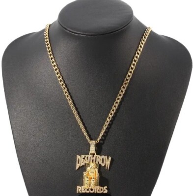 10k Gold Death Row Records Chain Real Gold 4Ct Round Cut Real