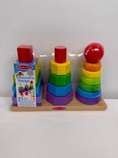 Melissa  Doug Geometric Stacker Wooden Toy 21 Pieces Rainbow Colors