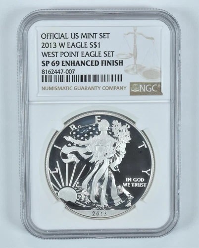 2013-W American Silver Eagle West Point Eagle Set Enhanced Finish SP69 NGC