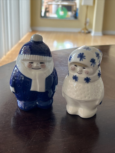 2 - Porsgrund Porcelain Figurines Boy & Girl Norway 1970s Blue White Winter - Picture 12 of 19