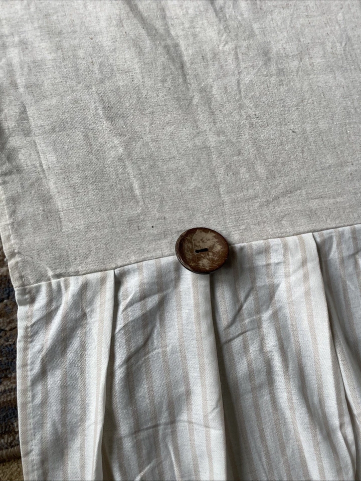 Botón de lino Awellife ducha de granja 72" W x 72" L y rayas crema Foto 4 de 4