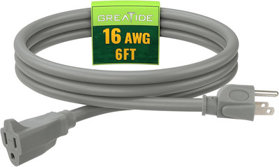 6 FT Heavy Duty Weatherproof Extension Cord for Indoor and Outdoor Use