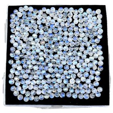200 Pcs Natural Rainbow Blue Moonstone 4mm Round Loose Cabochon Gemstones Lot