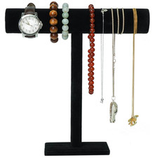 T-Bar Necklace Holder Jewelry Display Stand; Black Velvet Holder Organizer for N