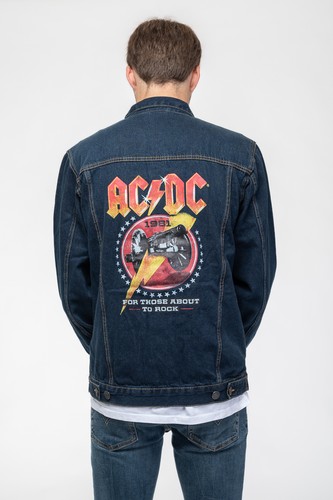 AC/DC Denim Jacket For Those About To Rock Band Logo new Official Blue - Picture 4 of 4