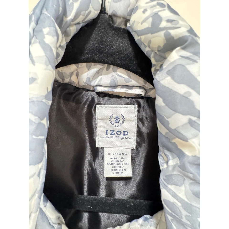 IZOD женщин XL пуховик жилет серый белый абстрактный без рукавов куртка - Изображение 2 из 4