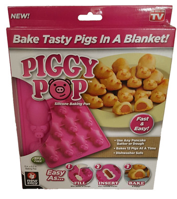 Piggy Pop As Seen On TV Tasty Pigs In A Blanket Silicone Baking Pan 8x9.5