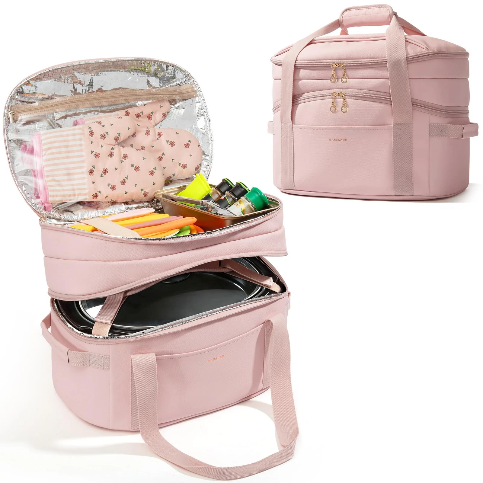 Double Layers Slow Cooker Carrying Bag Compatible with 6-8 Quart Crockpot and...