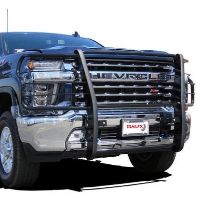 TrailFX E0038B Grille Guard Gloss Black Steel 1.5'' w/Brush Guard