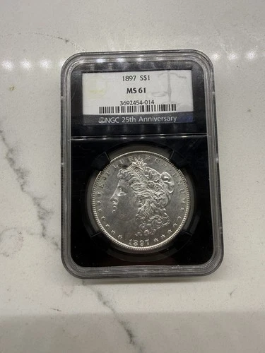1897 P Morgan Silver Dollar $1 NGC MS61 Uncirculated Philadelphia Mint BU Coin
