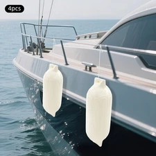 Boat Fenders Inflatable Ribbed Boat Bumpers for Docking White 68*21cm