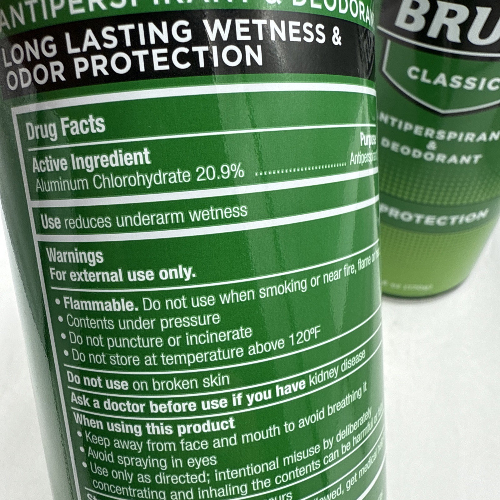 2 Brut Classic NOT Aluminum-Free Deodorant Spray, 24 HR Odor Protection 6oz