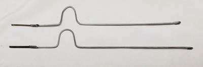 2 Antique Clock Cranked or Offset Suspension Spring Rods - 9-1/4 & 8-3/4'' R