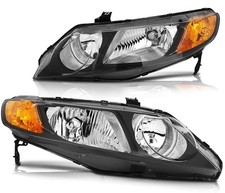 Headlight Assembly For 2006-2011 Honda Civic Black Amber Reflector 33101SNAA02