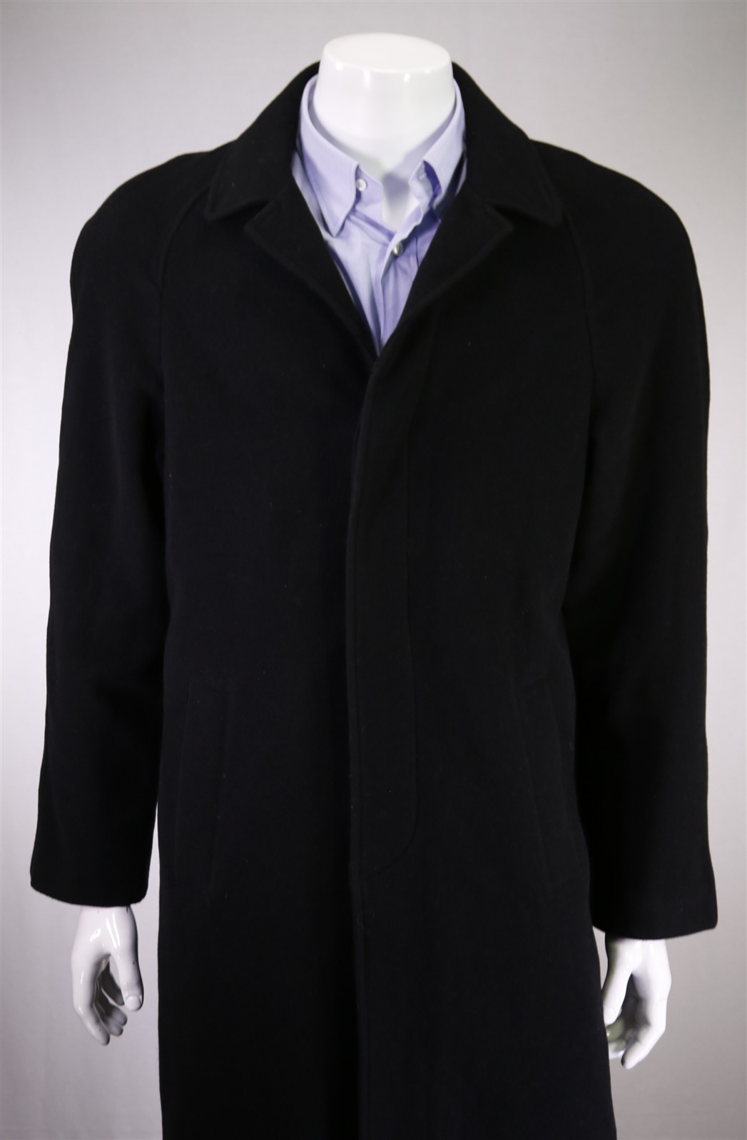 Austin Reed Black Wool Cashmere Full Length Overcoat Coat 38R