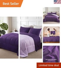 Lightweight Reversible Queen Size Comforter Set, Down Alternative Comforter w...
