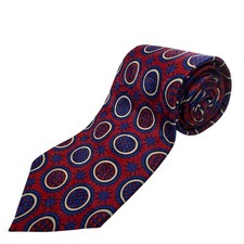 Barry Wells Sun Of Houndstooth Silk Necktie Red Blue Geometric TALL 60in