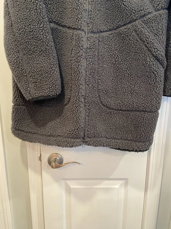 L.L.Bean Talla XL Gris Oscuro Sherpa Polar Abrigo Chaqueta Larga Cremallera Frontal Cálido Foto 3 de 4