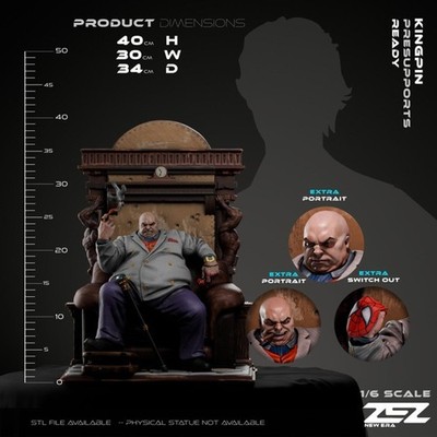Kingpin | 3D Printed Sculpture | Unpainted | 2 Portraits + Switch