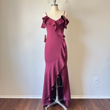 ANTHROPOLOGIE BHLDN Lafayette Dress W's Sz 4 Cabernet Red Ruffled Bridesmaid NWT