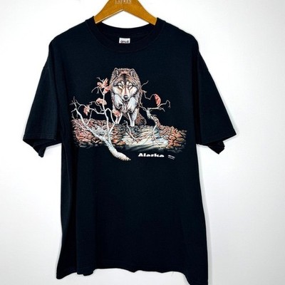 Vintage Alaska Wolf Print T Shirt Gardner Polar Graphics 2XL
