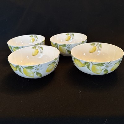 Mikasa Lemons Fruit Dessert Sauce Bowls  6  Diameter Bone China Set of 4 New