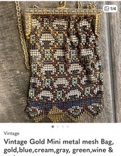Vintage Gold Multicolored Metal Mesh Bag