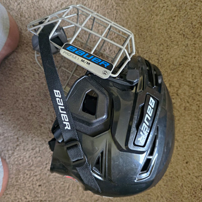 Bauer IMS 50 Medium Black Ice Hockey Full Face Helmet w/ Cage HECC CE CSA