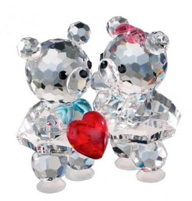 Preciosa Crystal Bear Couple with Red Heart Figurine