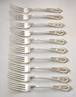 10 Wallace ROSE POINT Sterling Silver Forks 7" - No Monogram - 460g