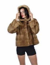 46 Giacca colore redglow pelliccia visone pelle intera orizzontale 61 centime...