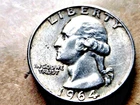 1964-D SILVER QUARTER SHARP DETAILS