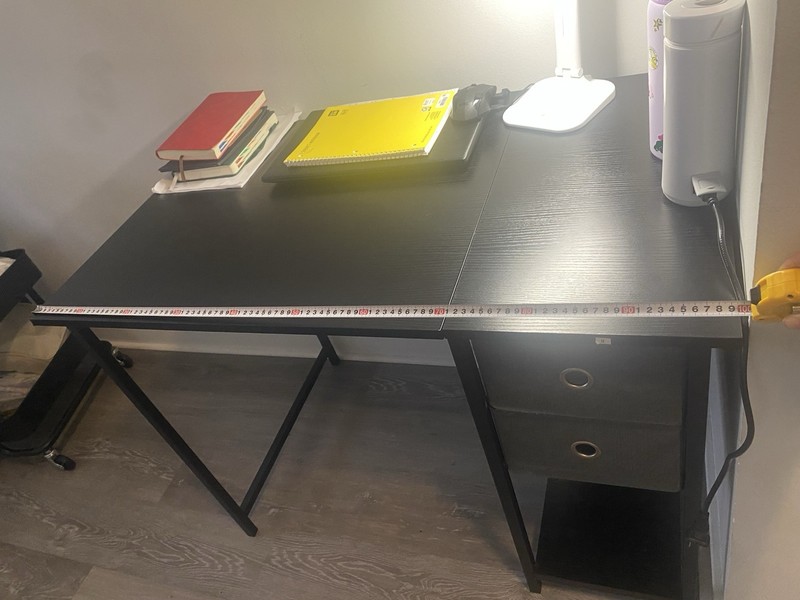 Black Computer Desk w/ 2 Drawers & 1 Shelf, Freestanding 60x20x30 Home Office