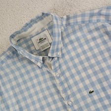 Vintage Lacoste Button Short Sleeve Shirt Size 42 US L Blue White Check