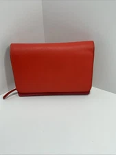 Leather ili New York Woman’s RFID Wallet Orange Pink Yellow 6”X 4.5” Folded