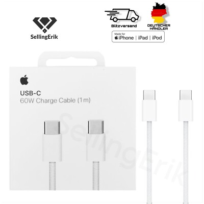 Original Apple 60W 1m Gewebtes USB-C Ladekabel für iPhone 16 15Pro Macbook iPad