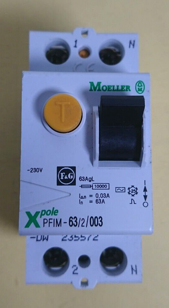 MOELLER 63 AMP 30mA DOUBLE POLE RCD TYPE AC X POLE PFIM-63/2/003 DW