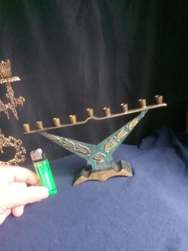 2 Candelabros de Shabat de Latón Israel de Colección MCM Diseño Brutalista Judaica - Imagen 3 de 10