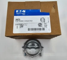 (QTY5) Eaton 2670 Romex Connector, Zinc die-cast 1-1/2"