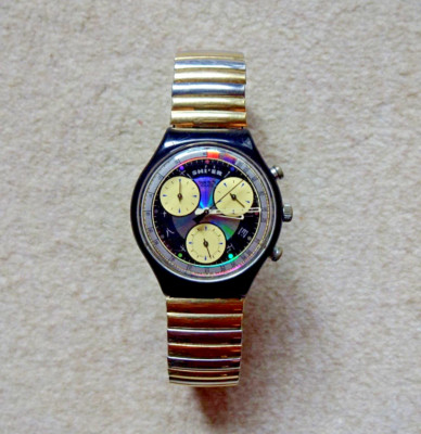 SWATCH AG 1993 Shi Er Vintage Swiss Chronograph Quartz Mens Watch SELTEN!