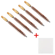 5 X 3'' Bronze Bristle Bore Cleaning Brush .22 Cal 8x32 Thread with 50 Patches